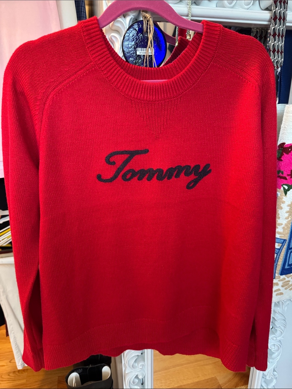Tommy Hilfiger Red Crewnecks Script Logo Sweater